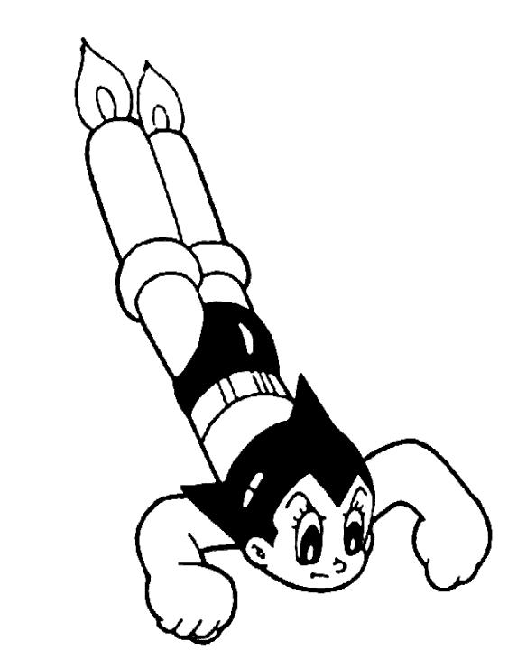 coloriage astro boy en plein vol